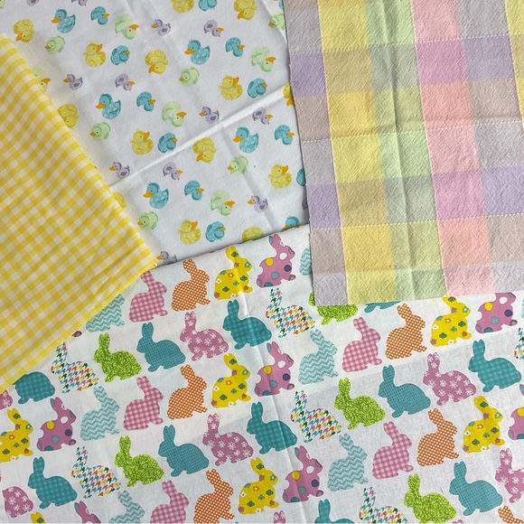 Small craft sewing fabric pack bunny rubber duck gingham & checkered prints - Picture 1 of 6